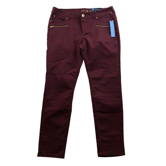 NWT Apt. 9 Women’s Pants Size 12 Skinny Leg Modern Fit Classic Casual Red Ankle - Picture 1 of 16